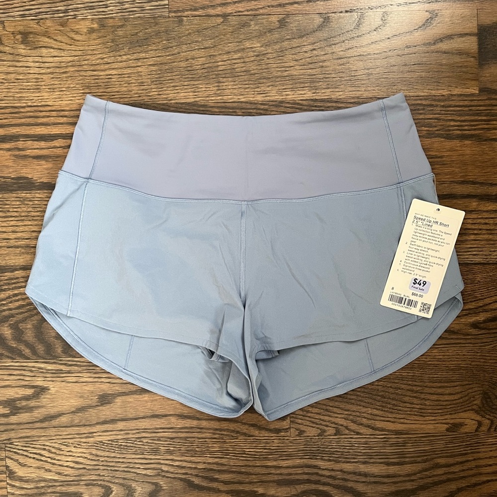 NWT lululemon speed up HR short 2.5" size 8 blue willow